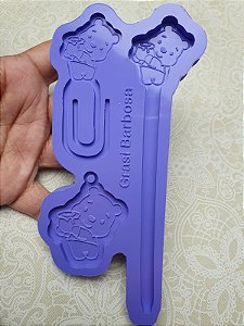 Molde caneta, clip e chaveiro ursinho