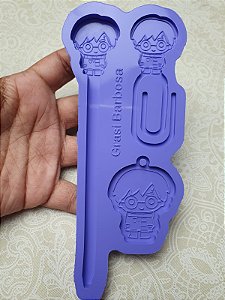 Molde  de silicone caneta, clip , chaveiro harry