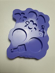 Molde pingentes Flor, esmalte,circulo,blorboleta