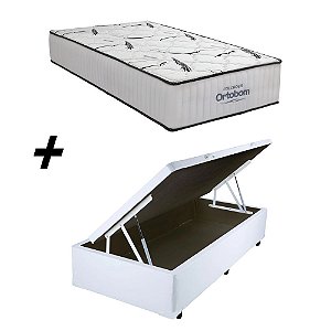 Cama Box Baú Solteiro + Colchão Ortobom Highfoam Espuma HR 45 High Resilience 68x88x188