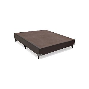 Base Cama Box Casal Couro Sintético Marrom 40x138x188