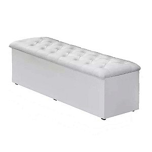 Sapateira Baú King Couro Sintético Branco 47x193x51