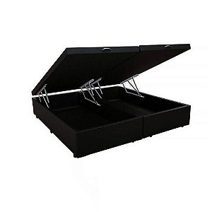 Base Cama Box Baú Blindado Bipartido King Size Suede Preto 43x193x203