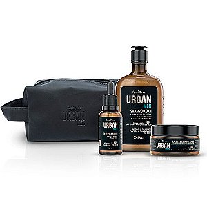 Kit Urban Men Shampoo + Óleo para Barba + Pomada Modeladora Farmaervas