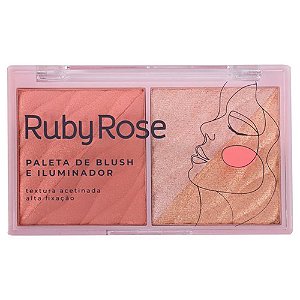 Paleta de Blush e Iluminador Fancy Ruby Rose HB-7533-2
