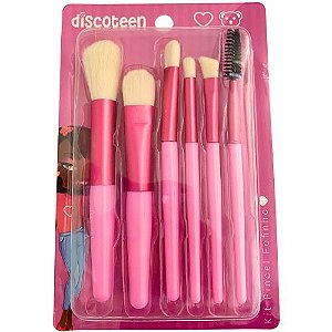 Kit com 06 Pincéis Fofinho para Maquiagem Discoteen HB103015