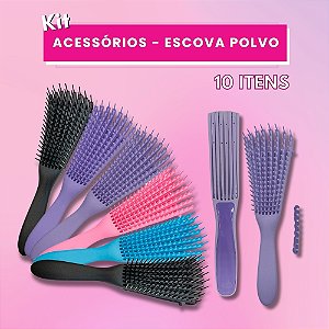 Kit 10 Escovas Polvo para Cabelos Cacheados Sortidas