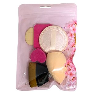 Kit Com 05 Esponjas E 01 Pincel Para Base