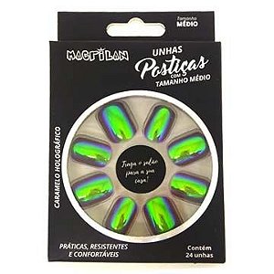 Unhas Postiças Macrilan Linha Premium Médio Caramelo Holográfico UP301C