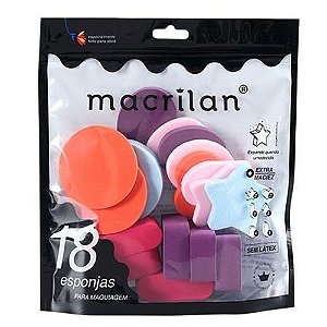 Kit com 18 Esponjas para Maquiagem Macrilan EP14