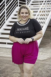 T-SHIRT PEDRARIA "MADAME" P AO G5 - PRETO