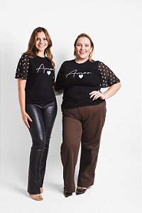 T-SHIRT MANGA GODÊ "AMOR" P AO G5 - PRETA