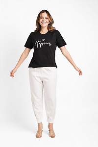 T-SHIRT "HAPPINESS" P AO G5 - PRETA