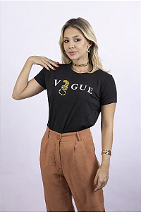 T-SHIRT "V*GUE" P AO G5 - PRETA