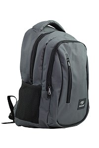 MOCHILA BÁSICA EM POLIÉSTER - M-086 - GRAFITE/PRETO