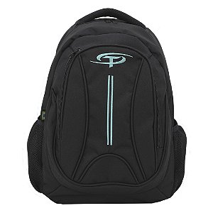 MOCHILA BÁSICA ESCOLAR EM POLIÉSTER - M-105 - PRETO/VERDE
