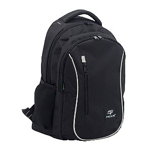 MOCHILA BÁSICA EM POLIÉSTER - M-086 - PRETO/GRAFITE