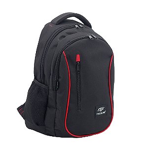 MOCHILA BÁSICA EM POLIÉSTER - M-086 - PRETO/VERMELHO