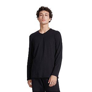 camiseta manga longa gola v hering
