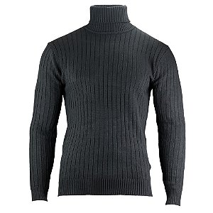 Suéter Broken Rules Tricot Preto Canelado Gola Alta Masculino