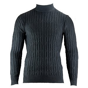 Suéter Broken Rules Tricot Preto Texturizado Gola Alta Masculino