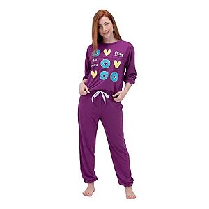 Pijama Cia Basic Donuts Feminino