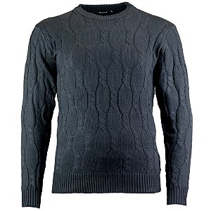 Suéter Delkor Tricot Preto Texturizado Masculino Plus Size
