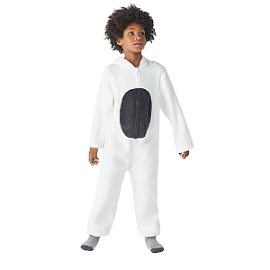 Pijama Hering Macacão Manga Longa Panda Em Fleece Infantil Unissex