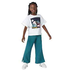 Calça Hering Pantalona Cintura Alta Infantil Menina