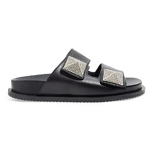 Papete Santa Lolla Tiras Maxi Strass Preta Feminina