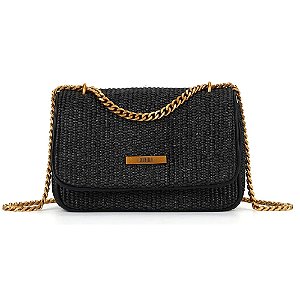 Bolsa Santa Lolla Alça Corrente Tramado Preto Feminino