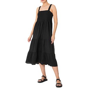 Vestido Facinelli Midi Texturizado Decote Reto Feminino