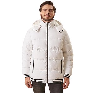 Jaqueta Ernest Nylon Com Capuz Removível Branco Masculino