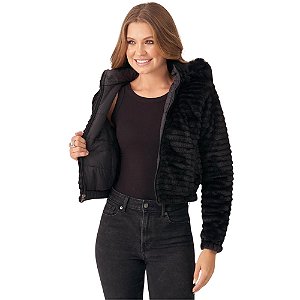 Jaqueta Ernest Dupla Face Nylon E Pele Com Capuz Feminino