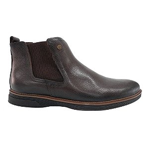 Bota Pegada Em Couro Chelsea Solado Escuro Marrom