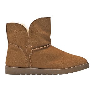 Bota Mooncity Forrada Com Pelo Lã Cano Curto Areia Feminina