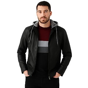 Jaqueta Broken Rules Resinada Com Capuz Preta Masculina