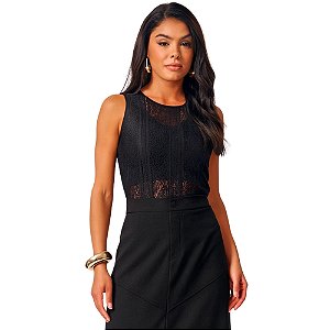 Blusa Doce Trama Sem Manga Em Renda Feminina