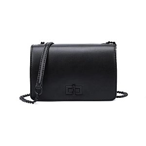 Bolsa Santa Lolla Pequena Soft Preta Alça Transversal Corrente