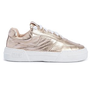 Tênis Santa Lolla Couro Metalizado Dourado Feminino