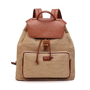 Mochila Santa Lolla Grande Tramado Bege Feminina