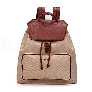 Mochila Santa Lolla Tramado Bege E Marrom Feminina