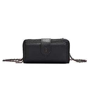 Bolsa Santa Lolla Carteira Floater Preta Alça Corrente Transversal