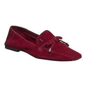 Mocassim Santa Lolla Couro Camurça Vermelho Feminino