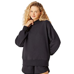Blusão Hering Moletom Oversized Peluciado Gola Alta Feminino