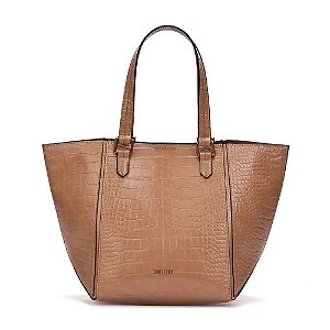 Bolsa Santa Lolla Shopper Croco Alça Ombro Bege