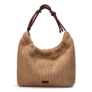 Bolsa Santa Lolla Grande Tramado Alça Ombro Bege