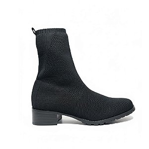 Bota Ernest Knit Preta Sola Antiderrapante Feminina