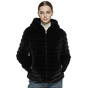 Jaqueta Facinelli Peluciada Texturizada Com Capuz Feminina