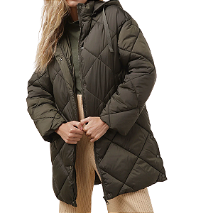 Jaqueta Facinelli Puffer Matelassê Alongada com Capuz Feminina